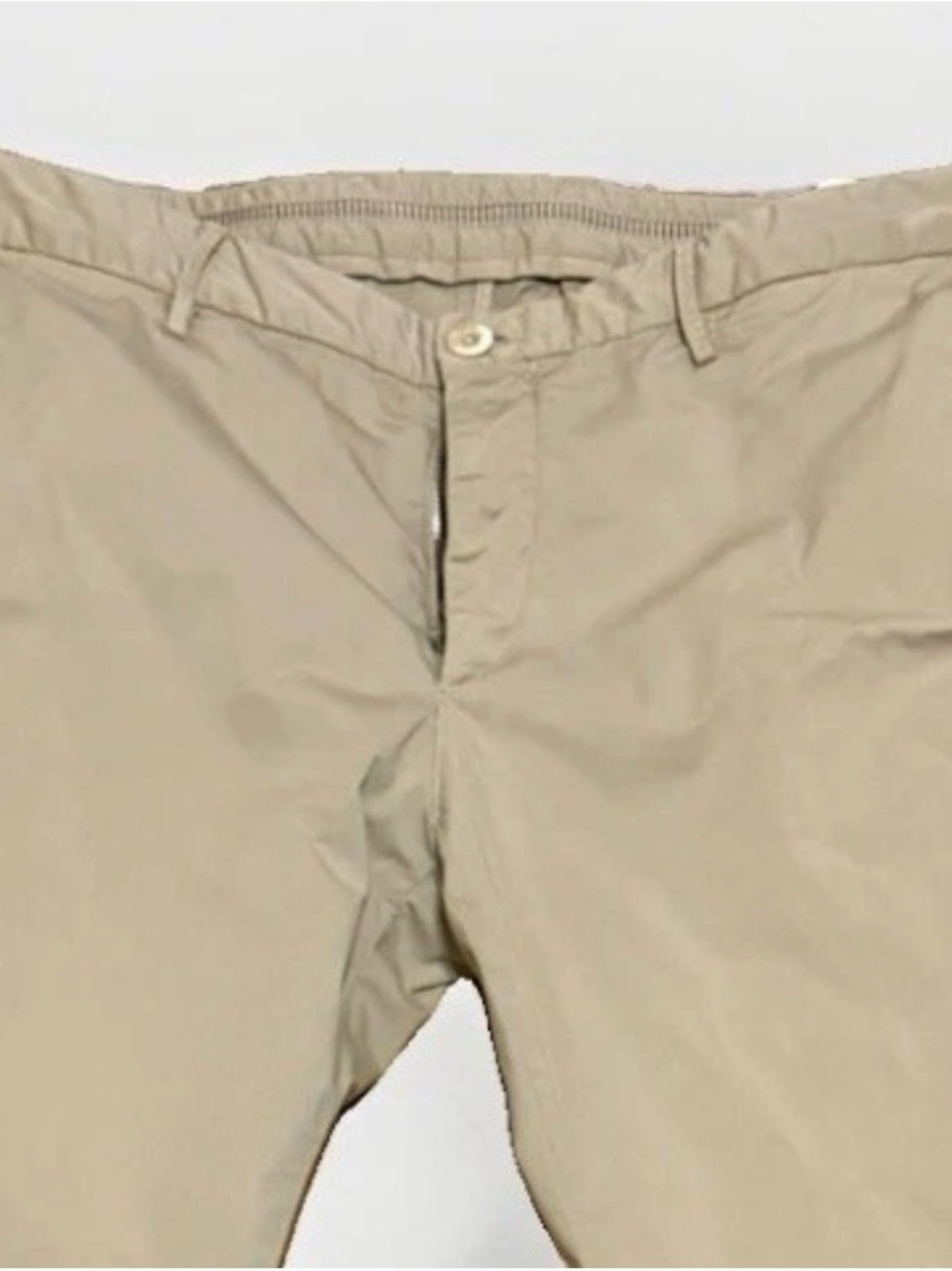 Massimo Dutti Mens Khaki Tan Flat Front Straight Leg Cotton Trousers Pants 38
